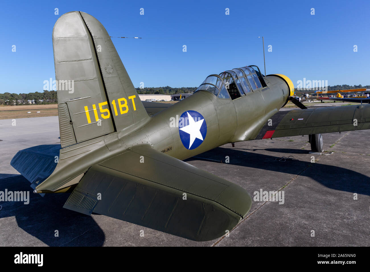 Vultee BT-13A Valiant trainer aircraft used during World War II by the United States Army Air Corps. Stock Photo