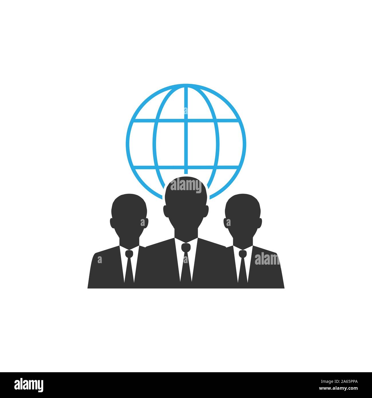 Global user, businessman icon. Vector illustration, flat design Stock Vector