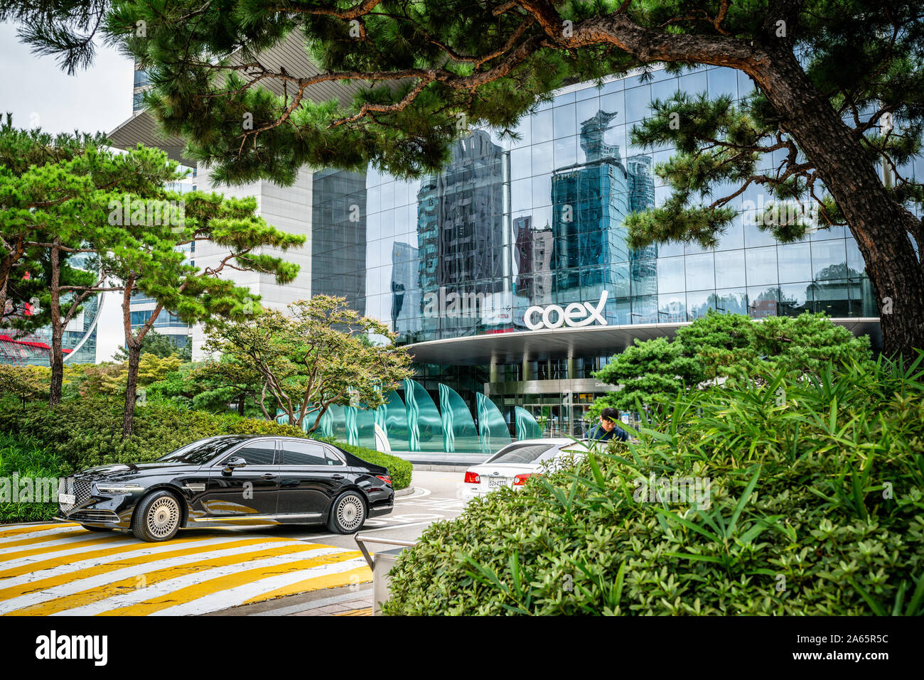 Seoul Korea , 20 September 2019 : Coex conference centre building entrance with sign in Gangnam district Seoul South Korea Stock Photo