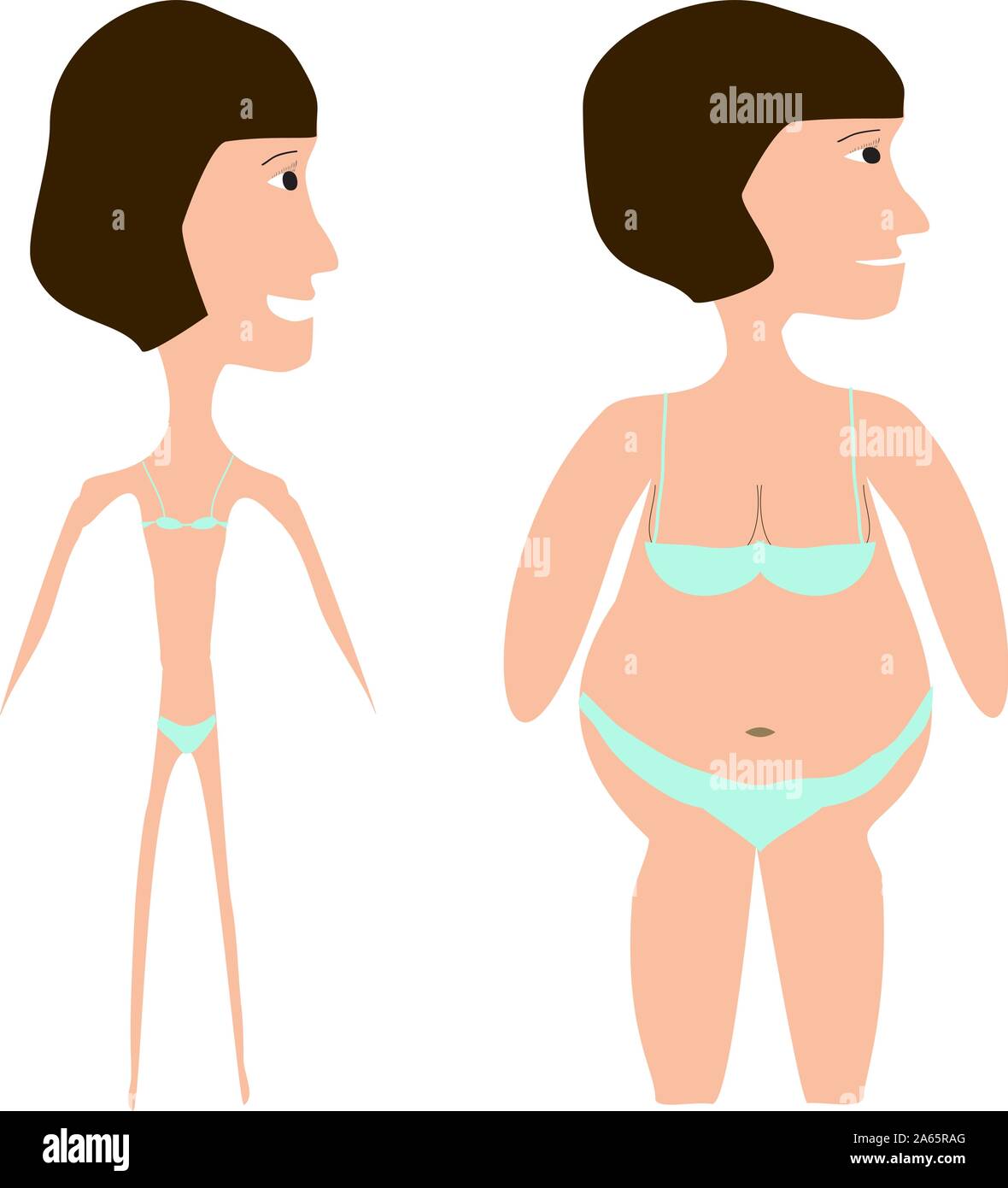 World Obesity Day. World Anorexia Day. Silhouette of a fat and thin woman.  Vector illustration on isolated background Stock Vector Image & Art - Alamy