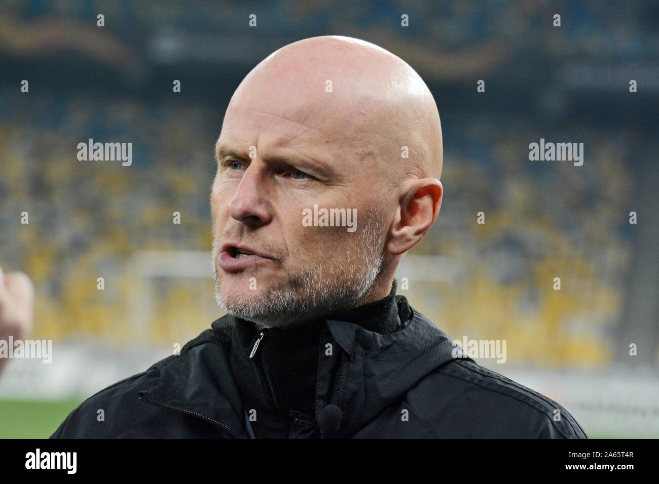 Kiev, Ukraine. 23rd Oct, 2019. KYIV, UKRAINE - OCTOBER 23, 2019: Ståle Solbakken, head ?oach Copenhagen speaks during a press conference before FC Dynamo with F.C. Copenhagen in the UEFA Europa League at the Olympic stadium (Photo by Aleksandr Gusev/Pacific Press) Credit: Pacific Press Agency/Alamy Live News Stock Photo