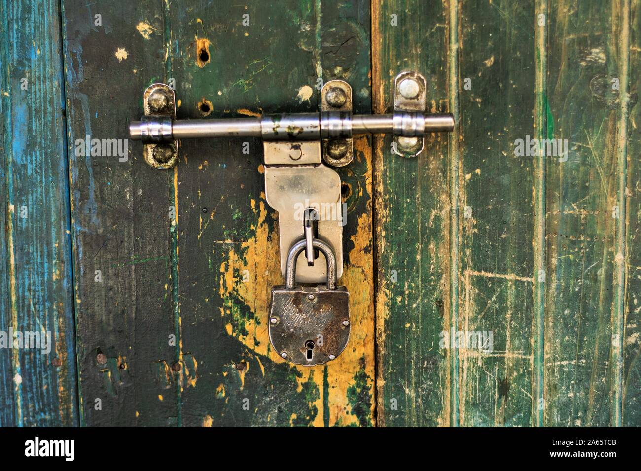 Locked door, Gurez valley, Bandipora, Kashmir, India, Asia Stock Photo