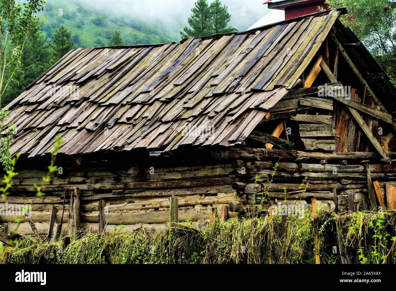 Wood house, Chorwad village, Bagtore, Gurez, Kashmir, India, Asia Stock