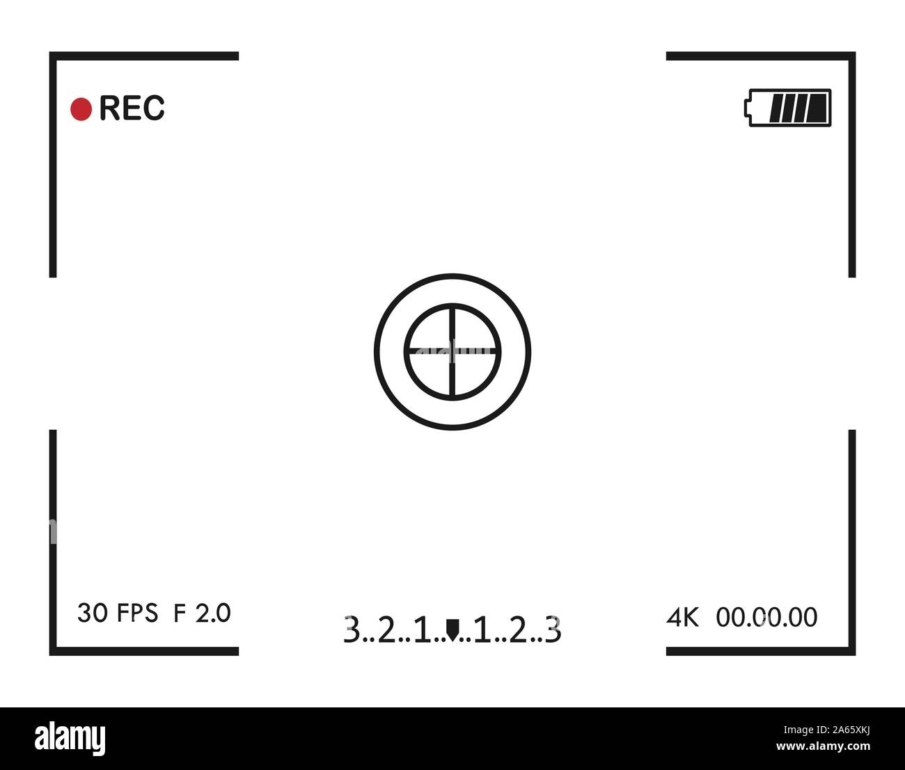 Camera frame viewfinder screen. Vector illustration. Flat Stock Vector