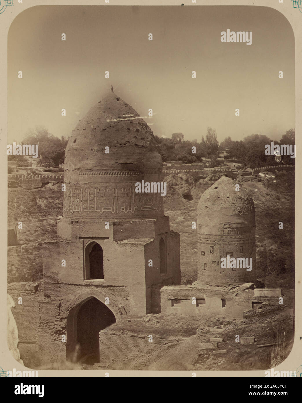 Antiquities of Samarkand Tomb of Saint Kusam-ibn-Abbas (Shah-i Zindah) and Adjacent Mausoleums Mausoleums of Uldzh Inak and Bibi Zinet Stock Photo