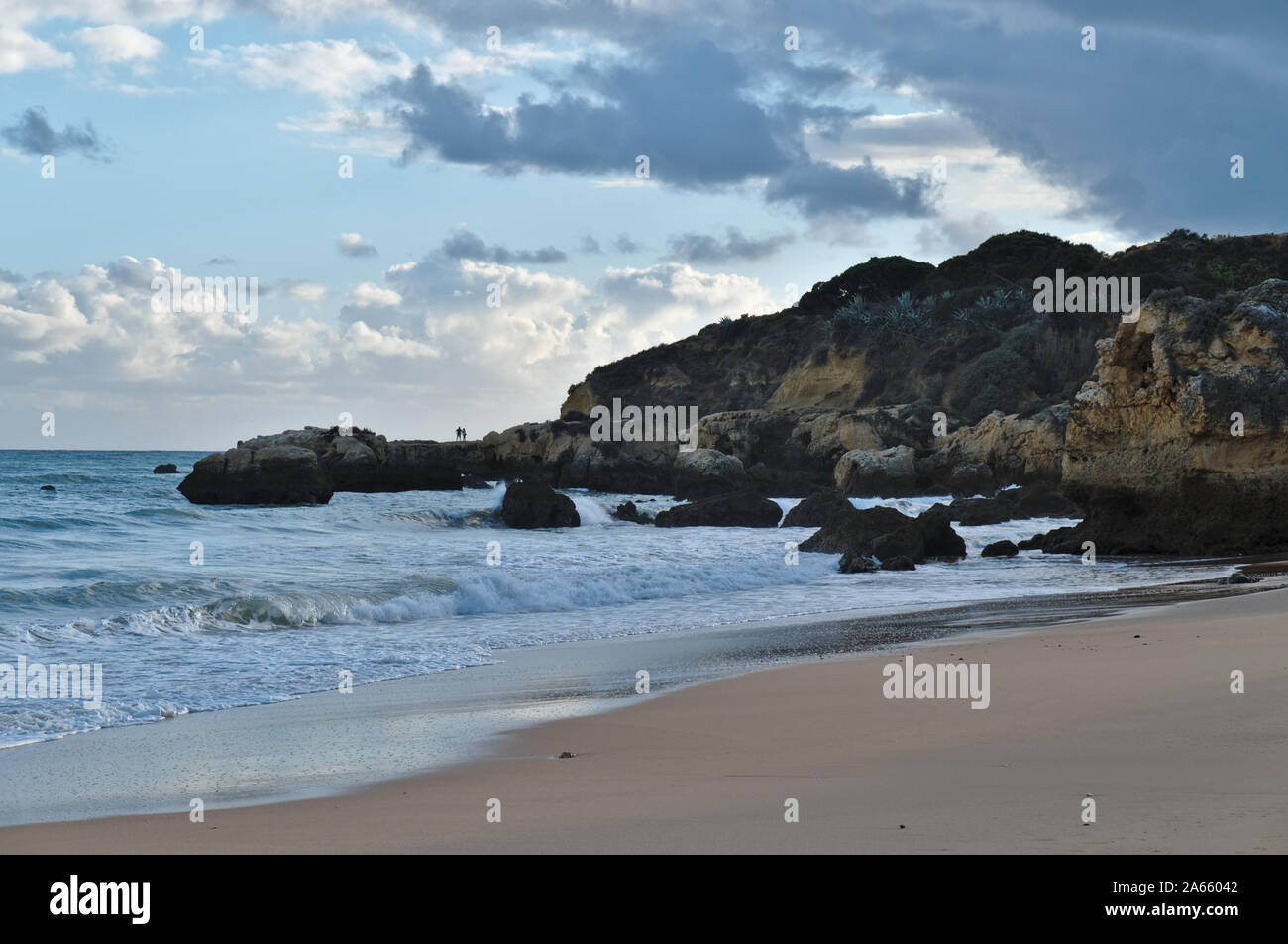 Oura Beach scenery during late afternoon in Albufeira. Algarve, Portugal Stock Photo