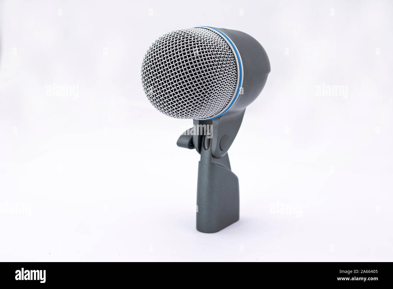 Microphone and music instrument. Microphone in a recording studio with drum  on background Stock Photo - Alamy