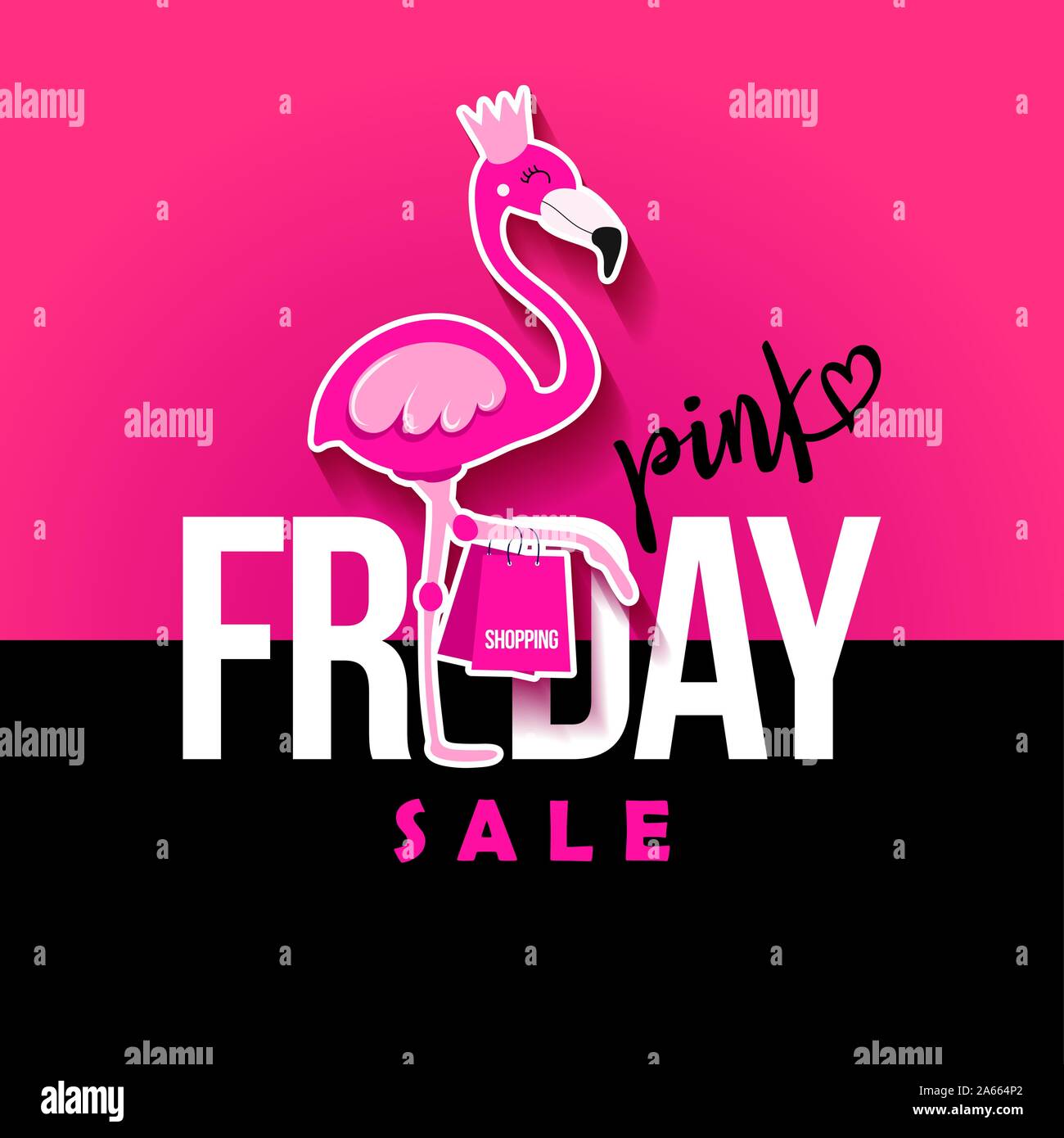 Pink Friday (Flamingo) Sale Lettering Design Background. Hand drawn