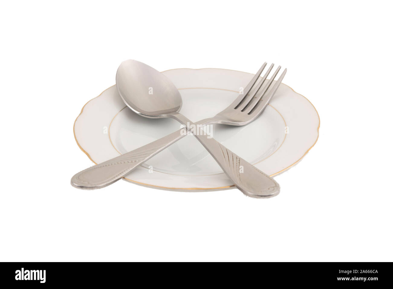Spoon and fork and dish ready to eat Stock Photo Alamy