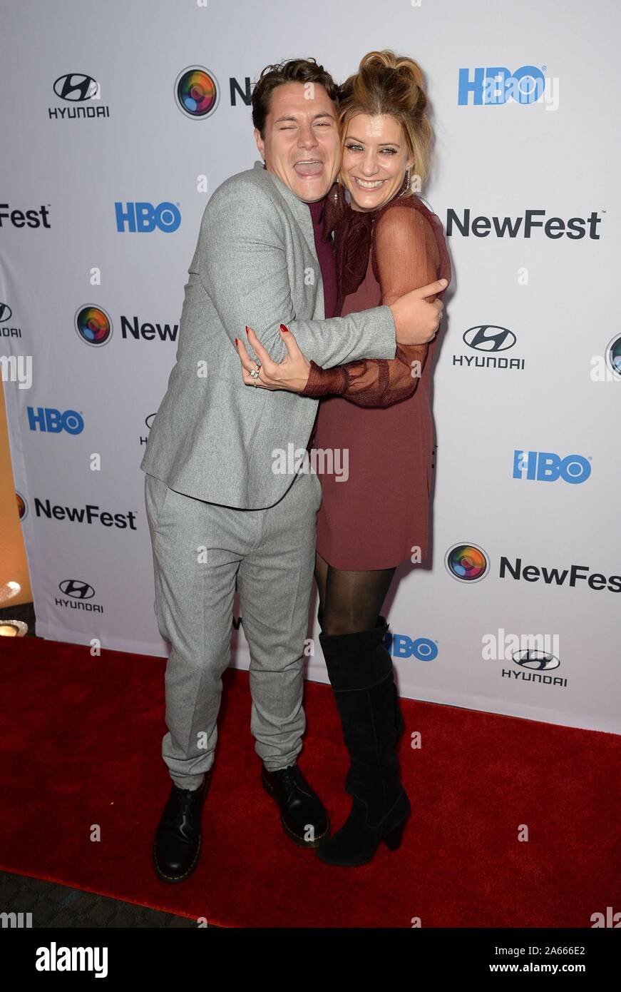 New York, NY, USA. 23rd Oct, 2019. Augustus Prew, Kate Walsh at arrivals for SELL BY Screening at NewFest 2019 Opening Night, SVA Theater, New York, NY October 23, 2019. Credit: Kristin Callahan/Everett Collection/Alamy Live News Stock Photo