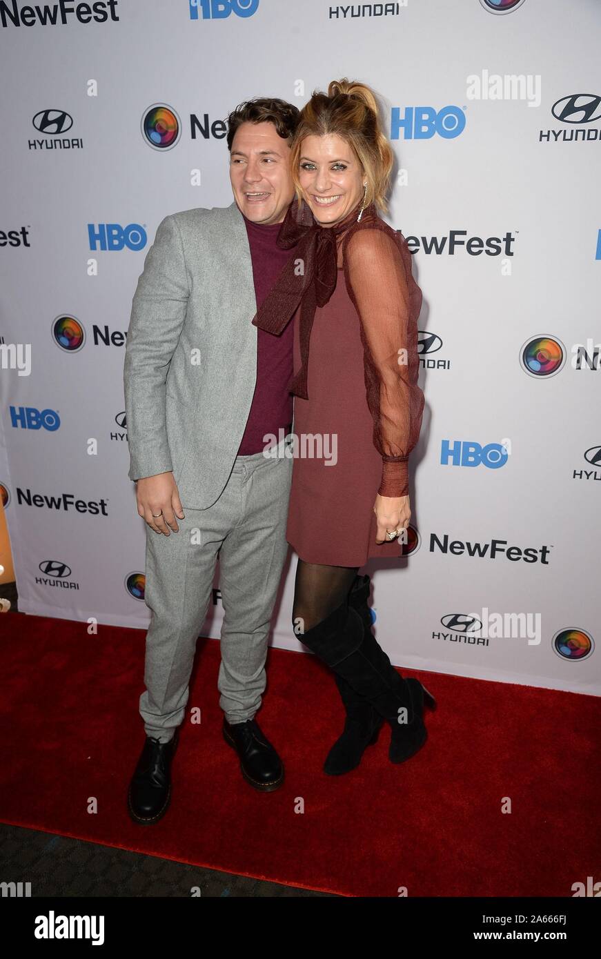 New York, NY, USA. 23rd Oct, 2019. Augustus Prew, Kate Walsh at arrivals for SELL BY Screening at NewFest 2019 Opening Night, SVA Theater, New York, NY October 23, 2019. Credit: Kristin Callahan/Everett Collection/Alamy Live News Stock Photo
