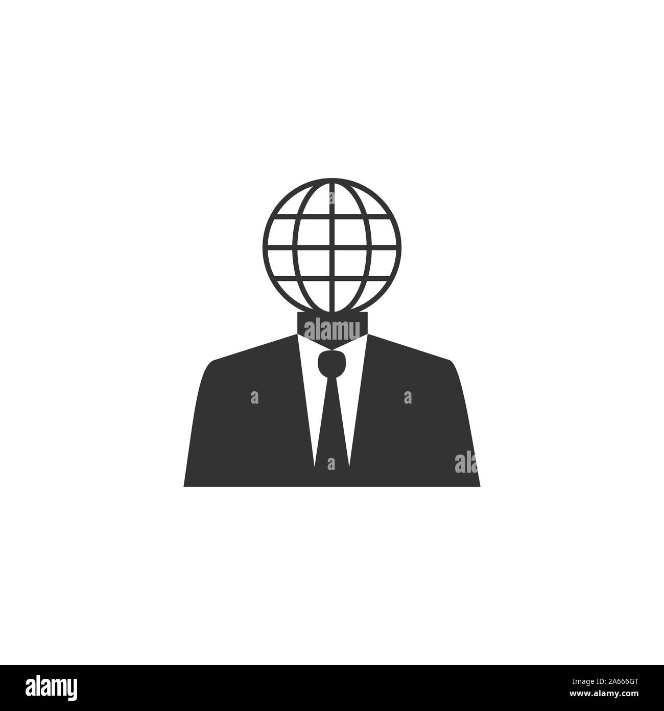 Global user, businessman icon. Vector illustration, flat design Stock Vector