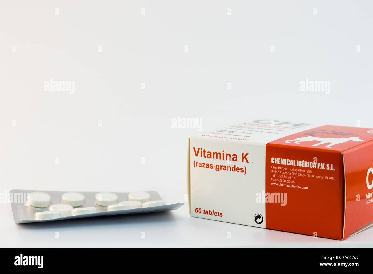 Cluj-Napoca/Romania-10 24 2019:  Vitamin K tablets for dogs and cats used in rodenticid poisoning Stock Photo