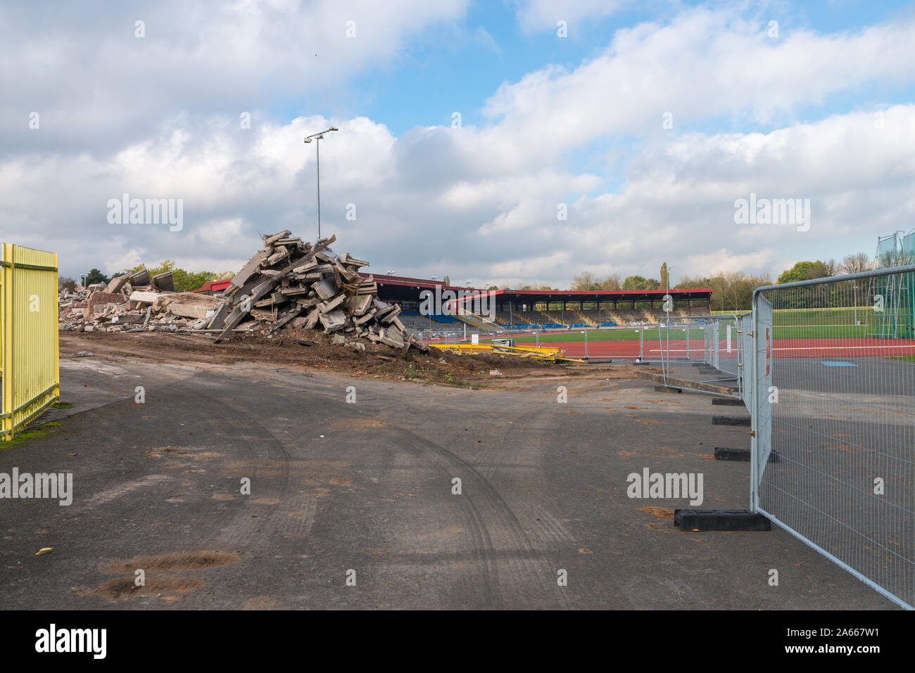 The Alexander Sports Stadium in Perry Barr, Birmingham is being redeveloped in preparation for the Commonwealth Games in 2022 being held in Birmingham Stock Photo