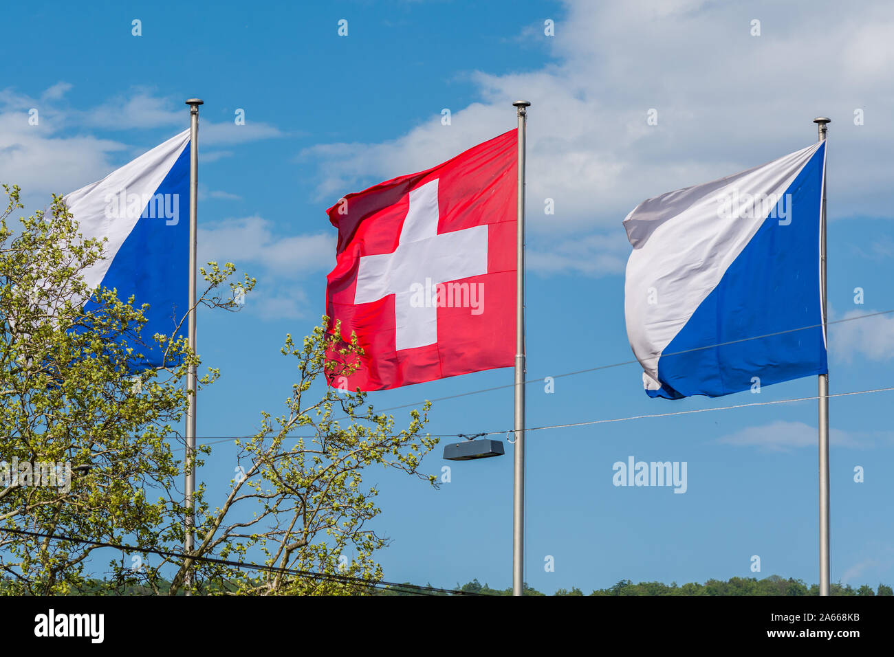 National switzerland flag lake zurich hires stock photography and