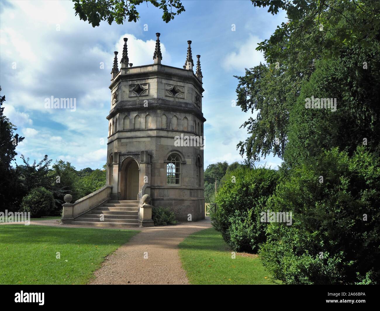 Folly in the Studley Royal Water Gardens at Fountains Abbey, North Yorkshire, England Stock Photo