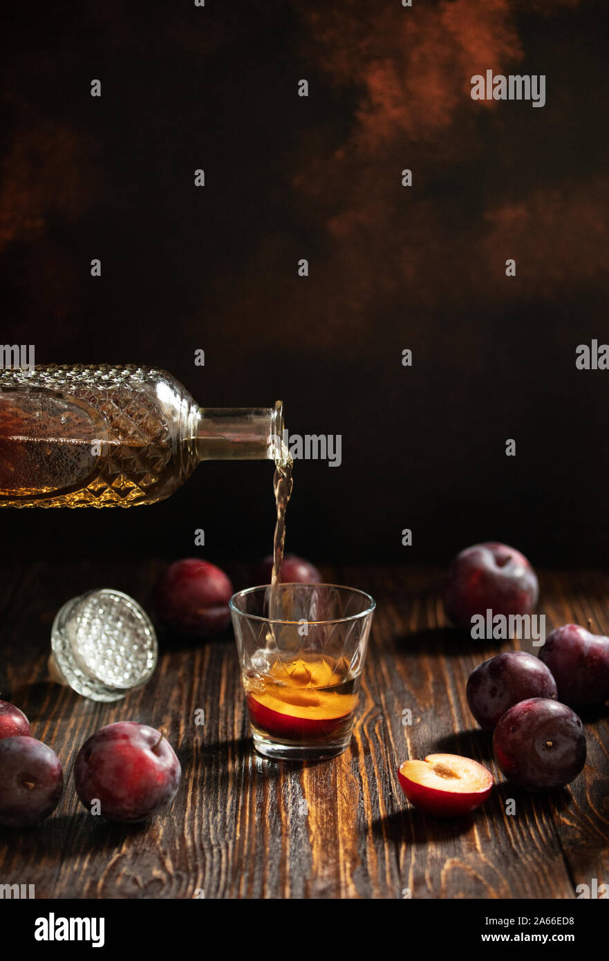 Rakia or rakija traditional Balkan fruit brandy. Plum brandy sljivovica