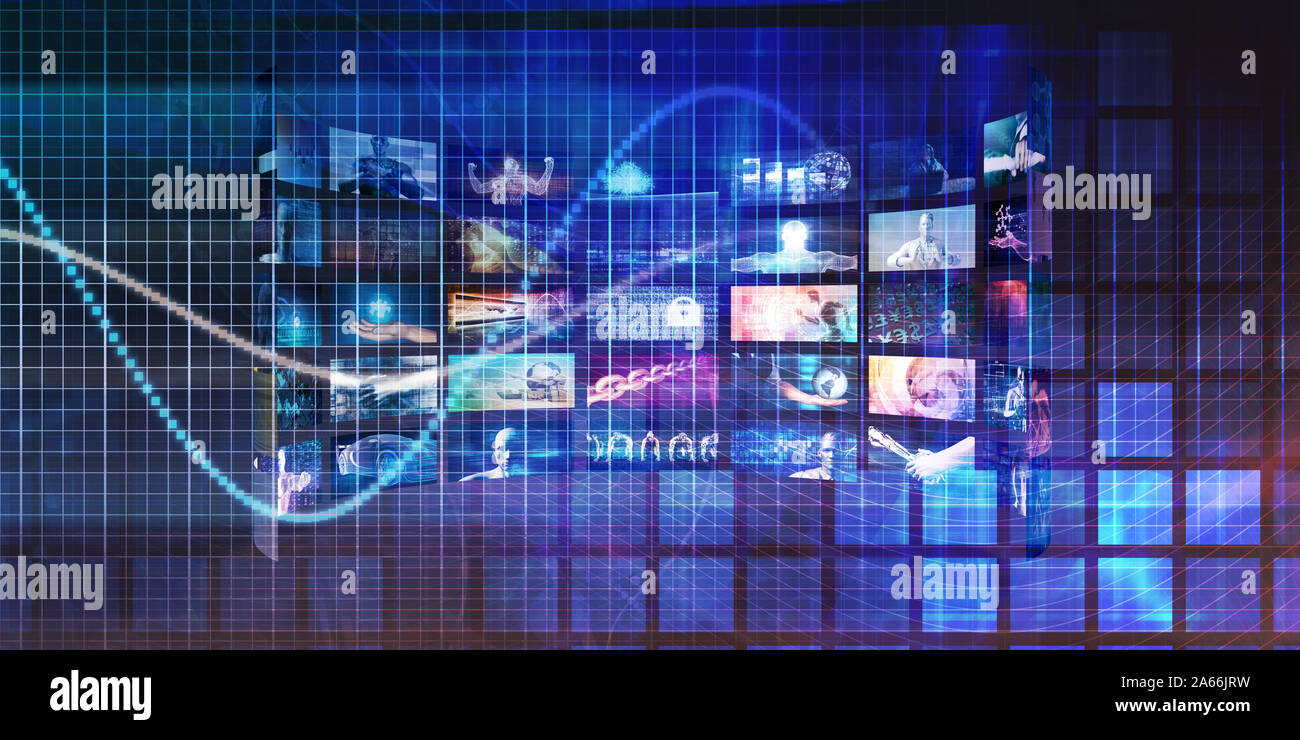 Digital Multimedia Broadcasting Technology as Media Concept Stock Photo