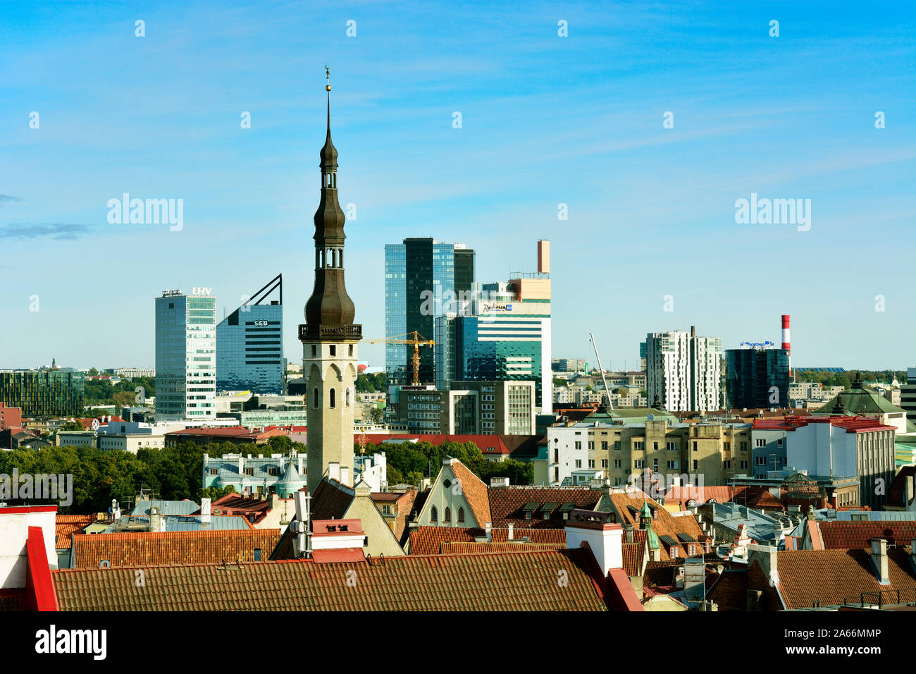Modern Tallinn view from Toompea Hill. Tallinn, Estonia Stock Photo