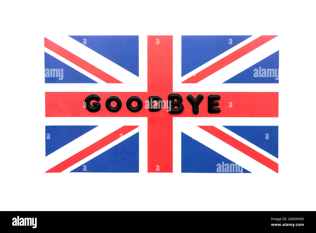 Flag Of Great Britain With The Word Goodbye Brexit Concept Stock Photo Flag Of Great Britain With The Word Goodbye Brexit Concept Stock Photo