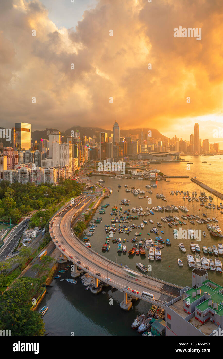 Hong Kong Island skyline at sunset, Hong Kong Stock Photo - Alamy
