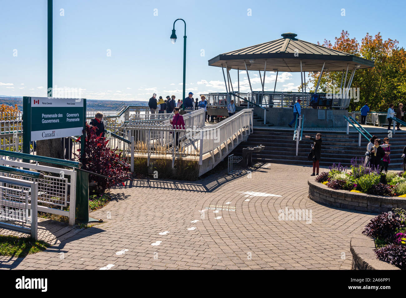 Quebec City, CA - 5 October 2019 - Tourists visiting Quebec Governors Promenade Stock Photo