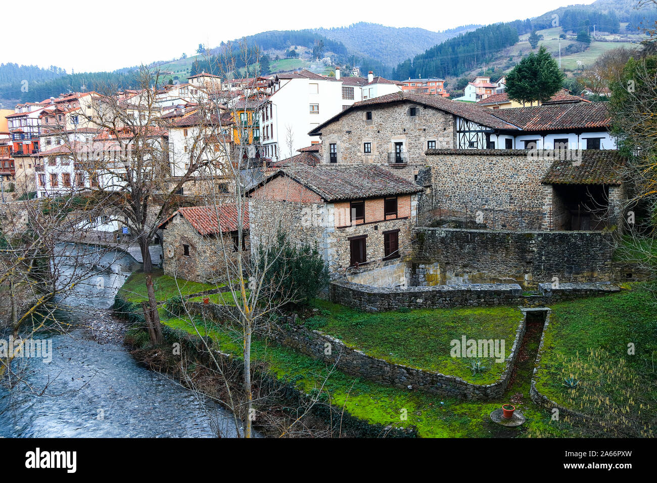 Old watermill in Potes, a municipality in the autonomous community of Cantabria in Spain Stock Photo