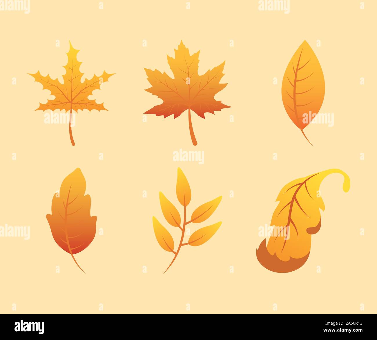 autumn season set leafs icons Stock Vector