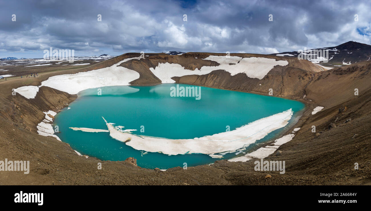 Turquoise lake in Viti volcanic crater at Krafla, Myvatnssveit, Northeast Iceland, Iceland Stock Photo