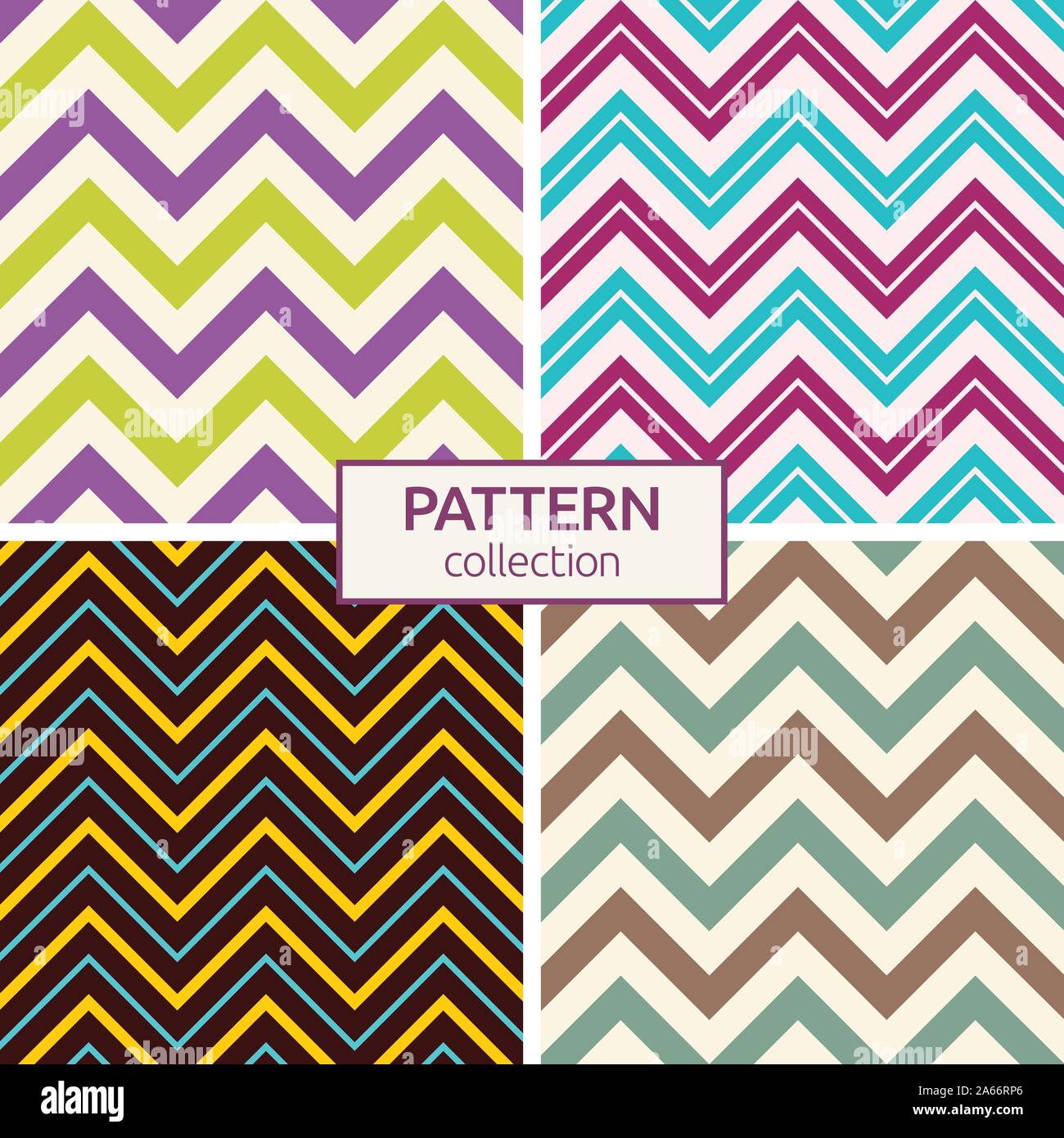 Set of four seamless fashion zigzag patterns Abstract geometric shapes