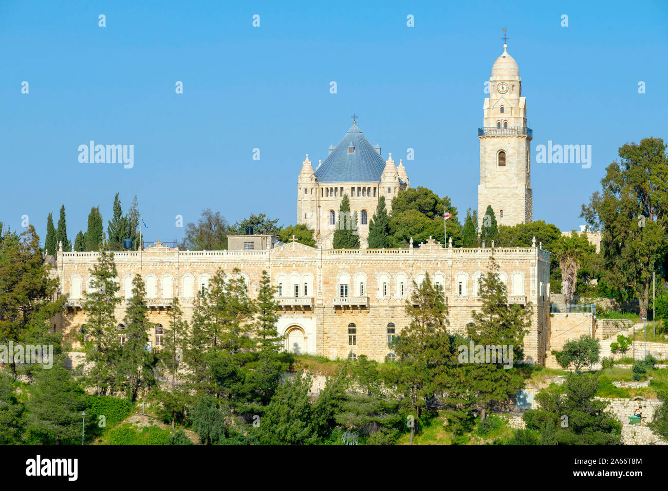 Dormition Abbey on Mount Zion, Old City, Jerusalem, Israel. Stock Photo