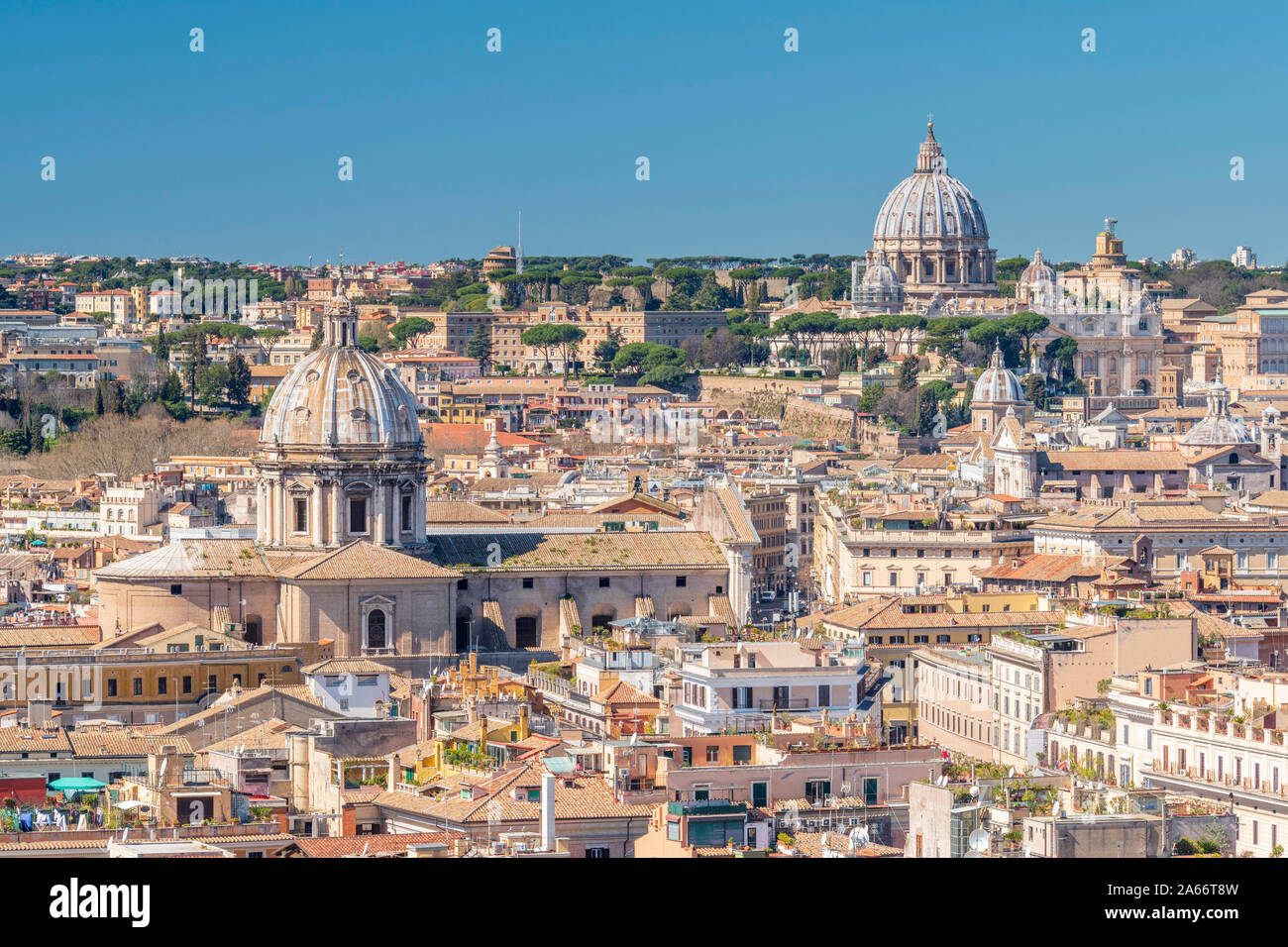 Italy, Lazio, Rome, St Peters Basilica and Rome rooftops Stock Photo