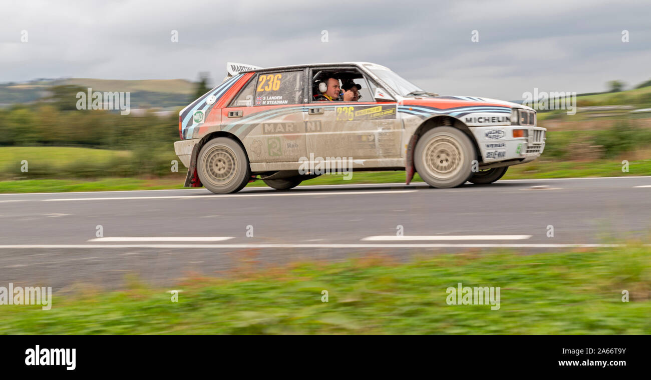 Car 236, Driver, Matthew Steadman, Co-Driver, Stephen Landen,Wales Rally GB National, in-between stages in Newtown, Powys, Wales, UK Stock Photo
