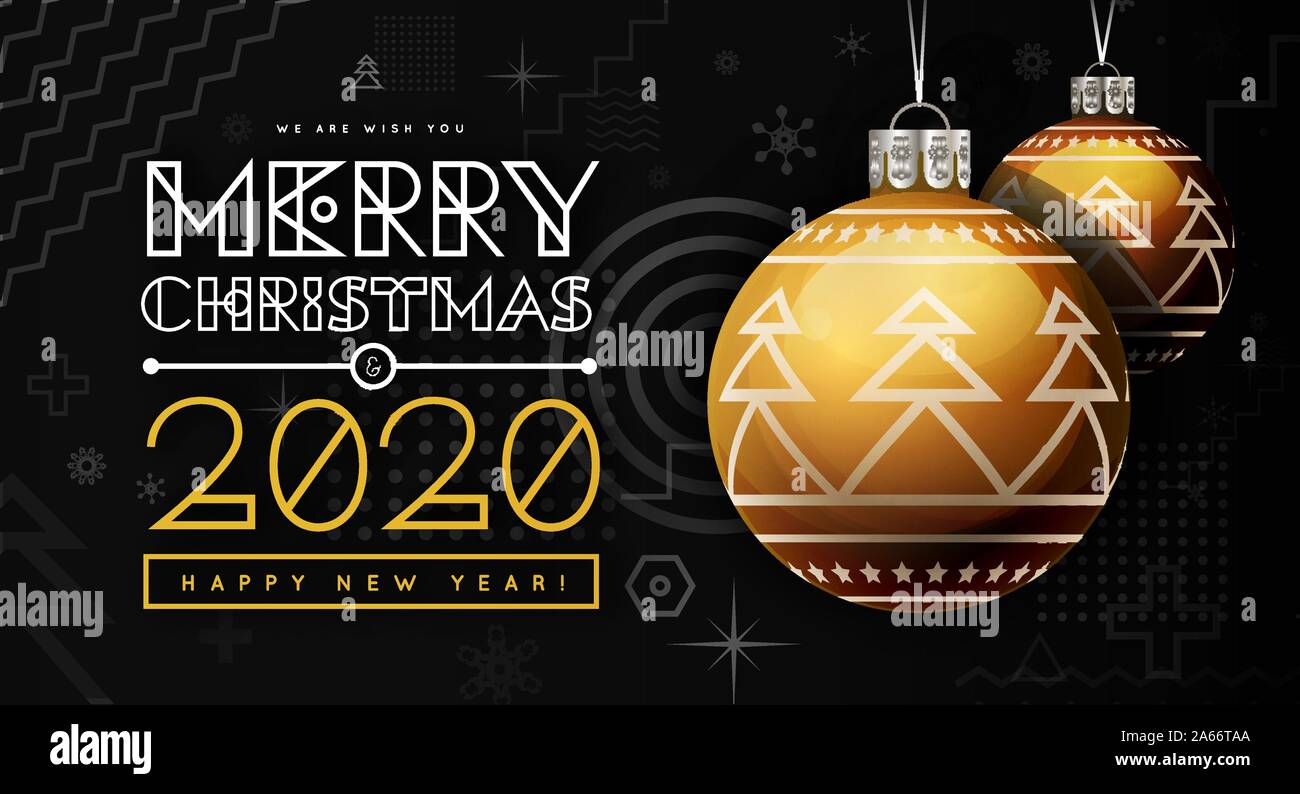 christmas in memphis 2020 Congratulations On New Year 2020 And Christmas With Golden Christmas Balls With A Trendy Design On The Background Memphis Geometric Design Elements Stock Vector Image Art Alamy christmas in memphis 2020
