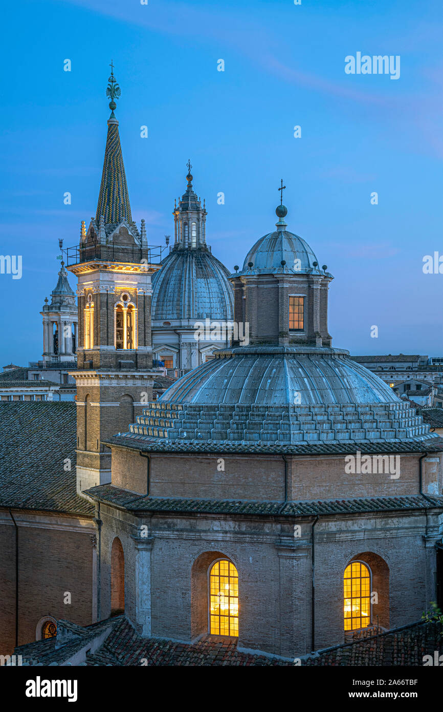 Italy, Lazio, Rome, Ponte, Chiesa di Santa Maria della Pace in foreground, Sant'Agnese in Agone beyond Stock Photo