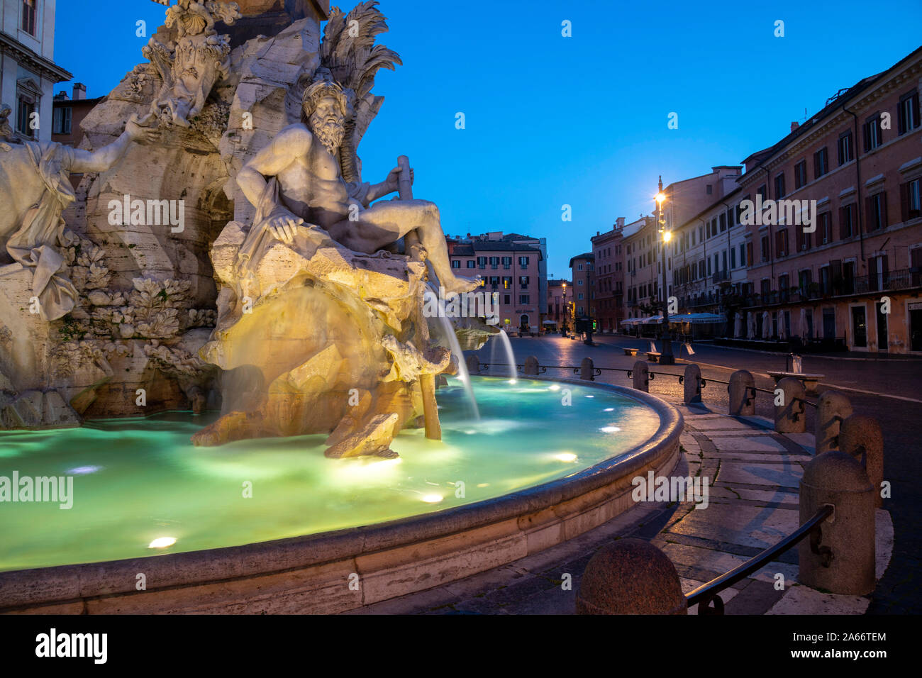 Italy, Lazio, Rome, Parione, Piazza Navona, Fontana dei Quattro Fiumi, Fountain of the Four Rivers, River God Ganges Stock Photo