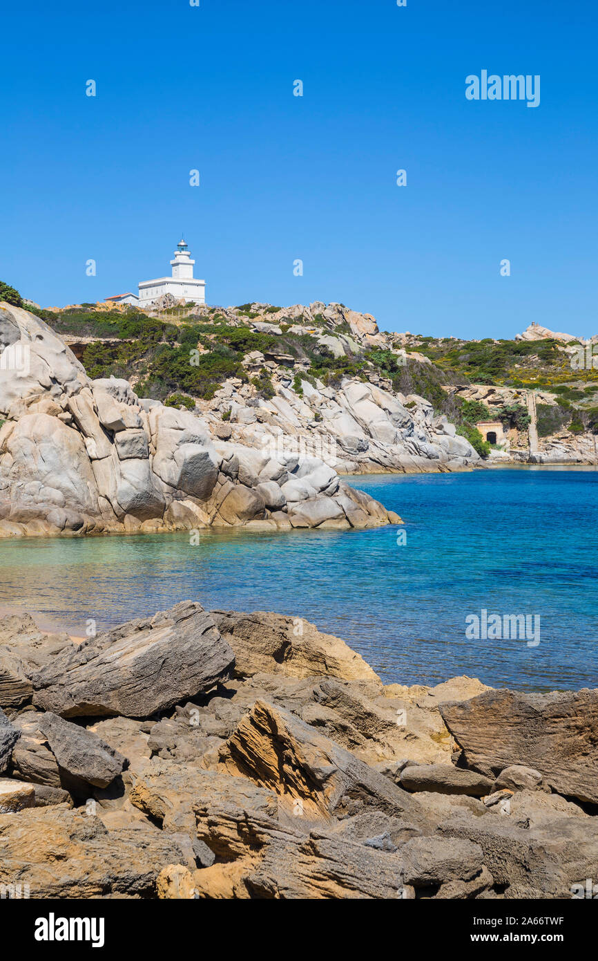 Italy, Sardinia, Santa Teresa Gallura, Lighthouse at Capo Testa Stock Photo