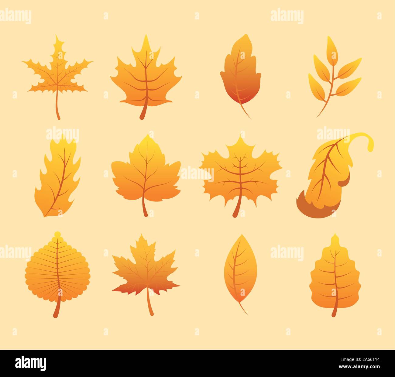 autumn season set leafs icons Stock Vector