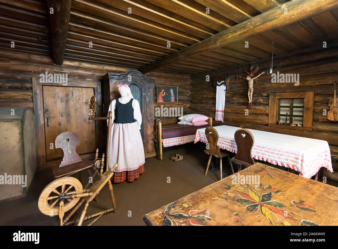 Interior of a traditional house. National Museum of Lithuania, Vilnius. Lithuania Stock Photo