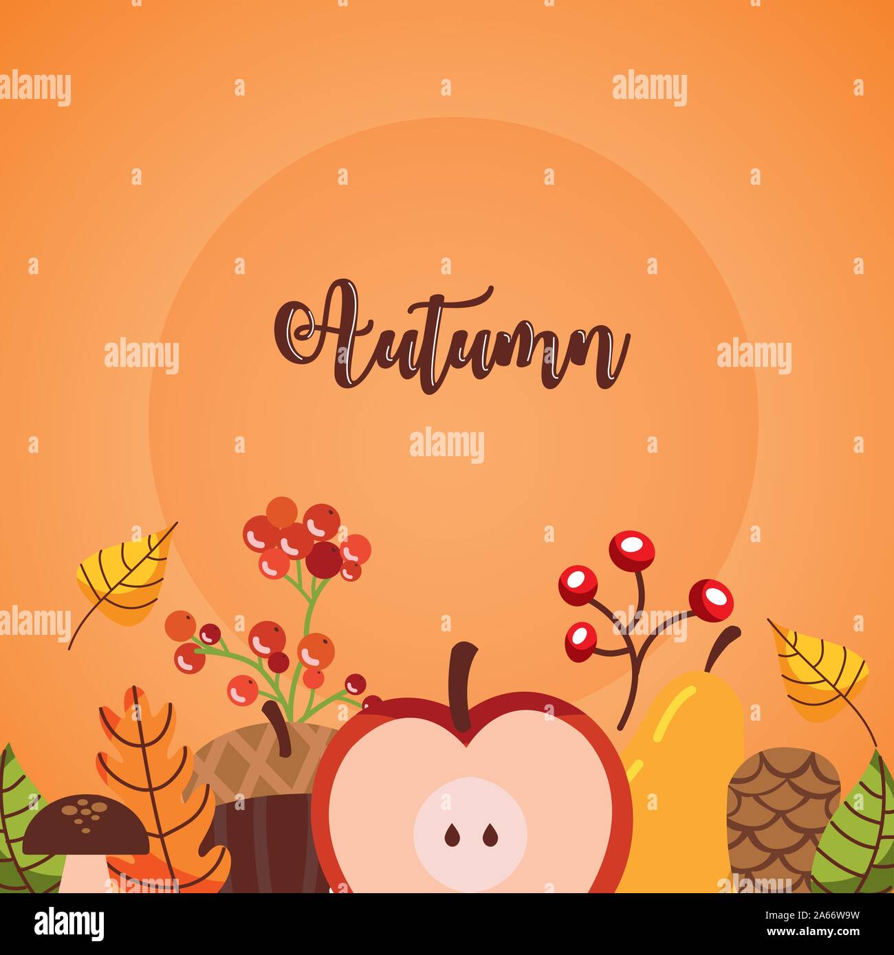 autumn season fruits and leafs icons Stock Vector Image & Art - Alamy