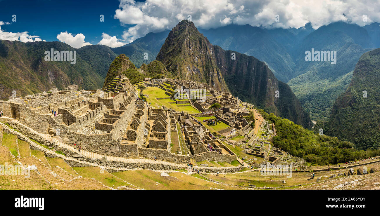 Machu Picchu on mountain in Andes, Cuzco Region, Peru Stock Photo
