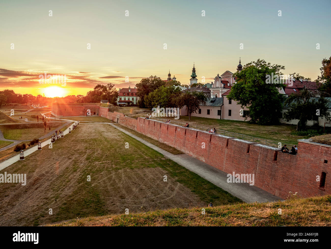 Old Town Walls at sunset, Zamosc, Lublin Voivodeship, Poland Stock Photo