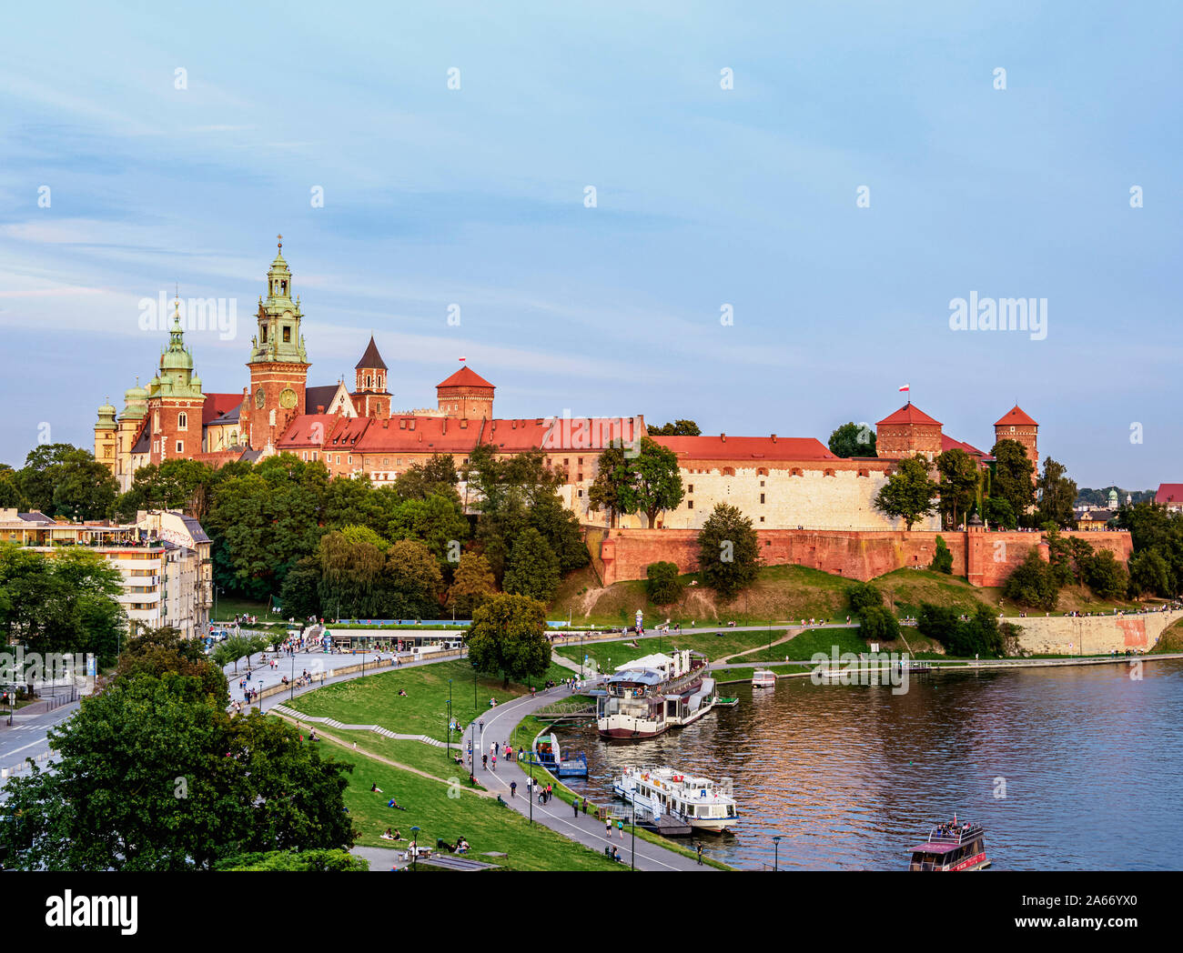 Wawal Hill and Vistula River, elevated view, Cracow, Lesser Poland Voivodeship, Poland Stock Photo