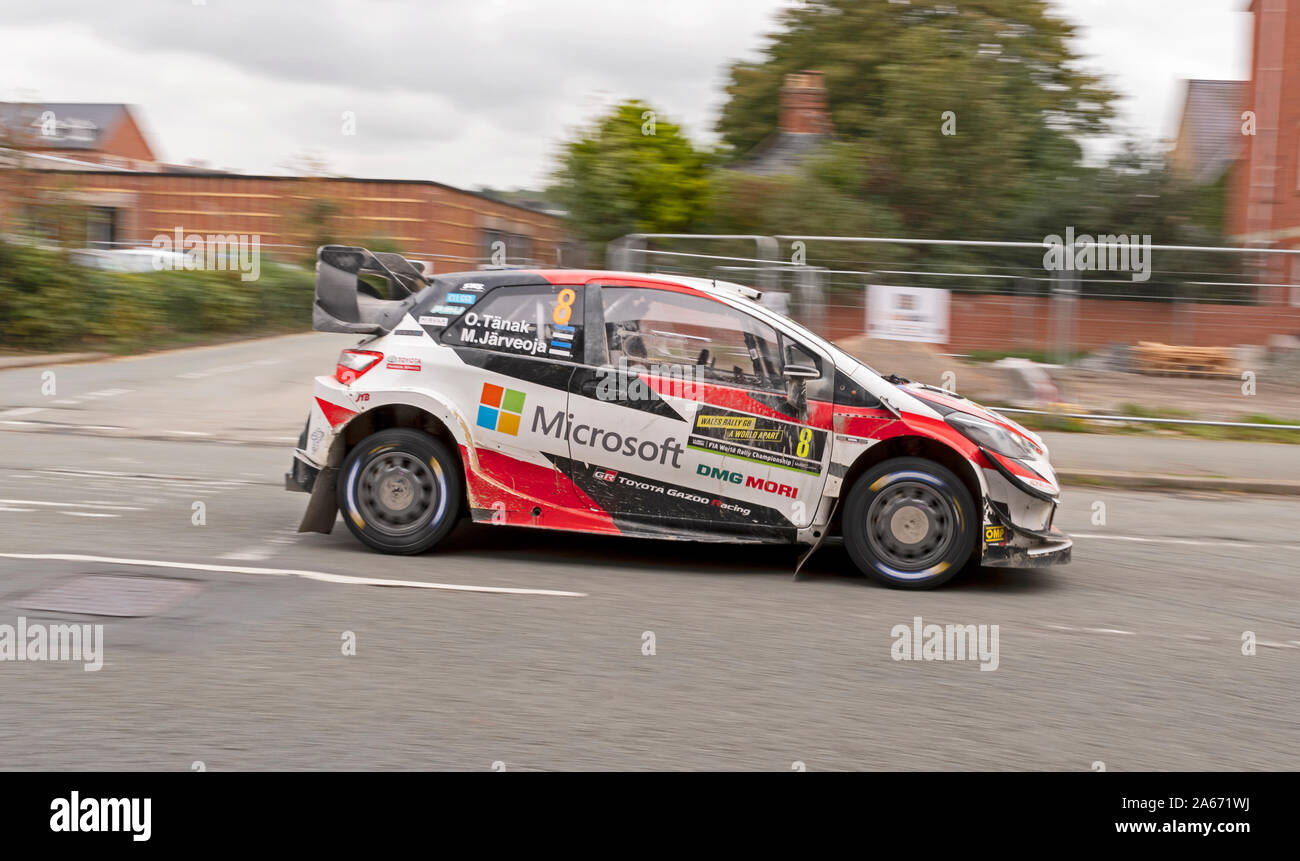 Car 8,  Driver Ott Tanak, Co-Driver Martin Jarveoja Wales GB Rally between stages  in Newtown, Powys, UK Stock Photo
