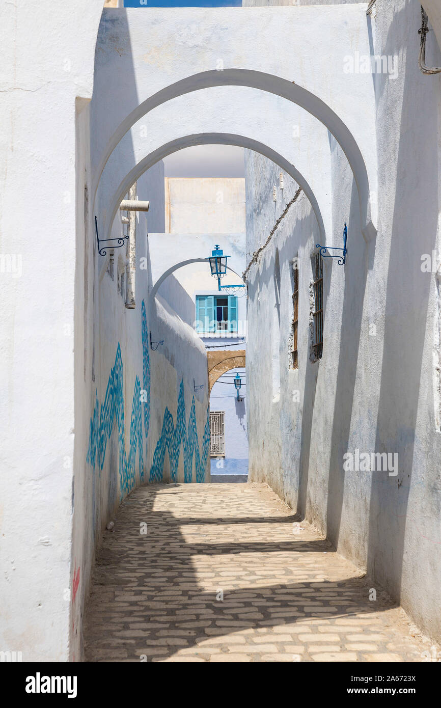 Tunisia, Kairouan, Coppled path in the Madina Stock Photo