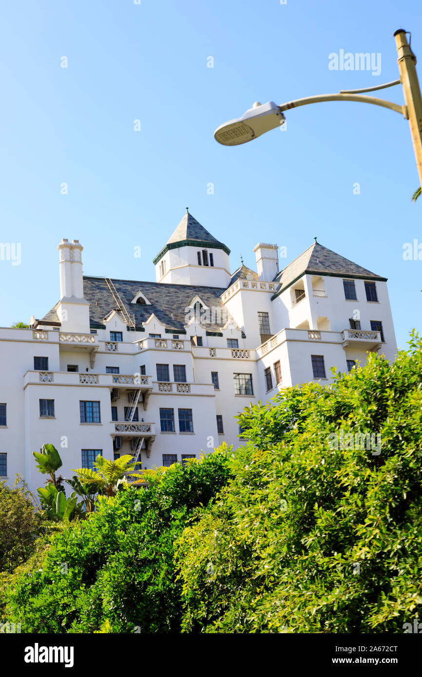 Chateau Marmont hotel, 8221 Sunset Boulevard, West Hollywood, Los Angeles, California, United States of America. October 2019 Stock Photo