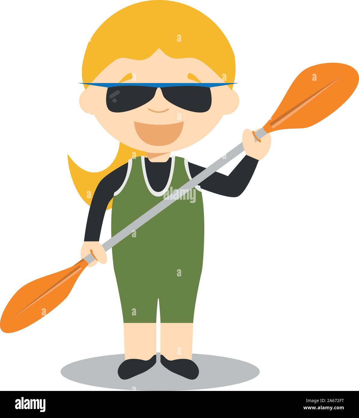 Sports cartoon vector illustrations Canoe Sprint (female Stock Vector