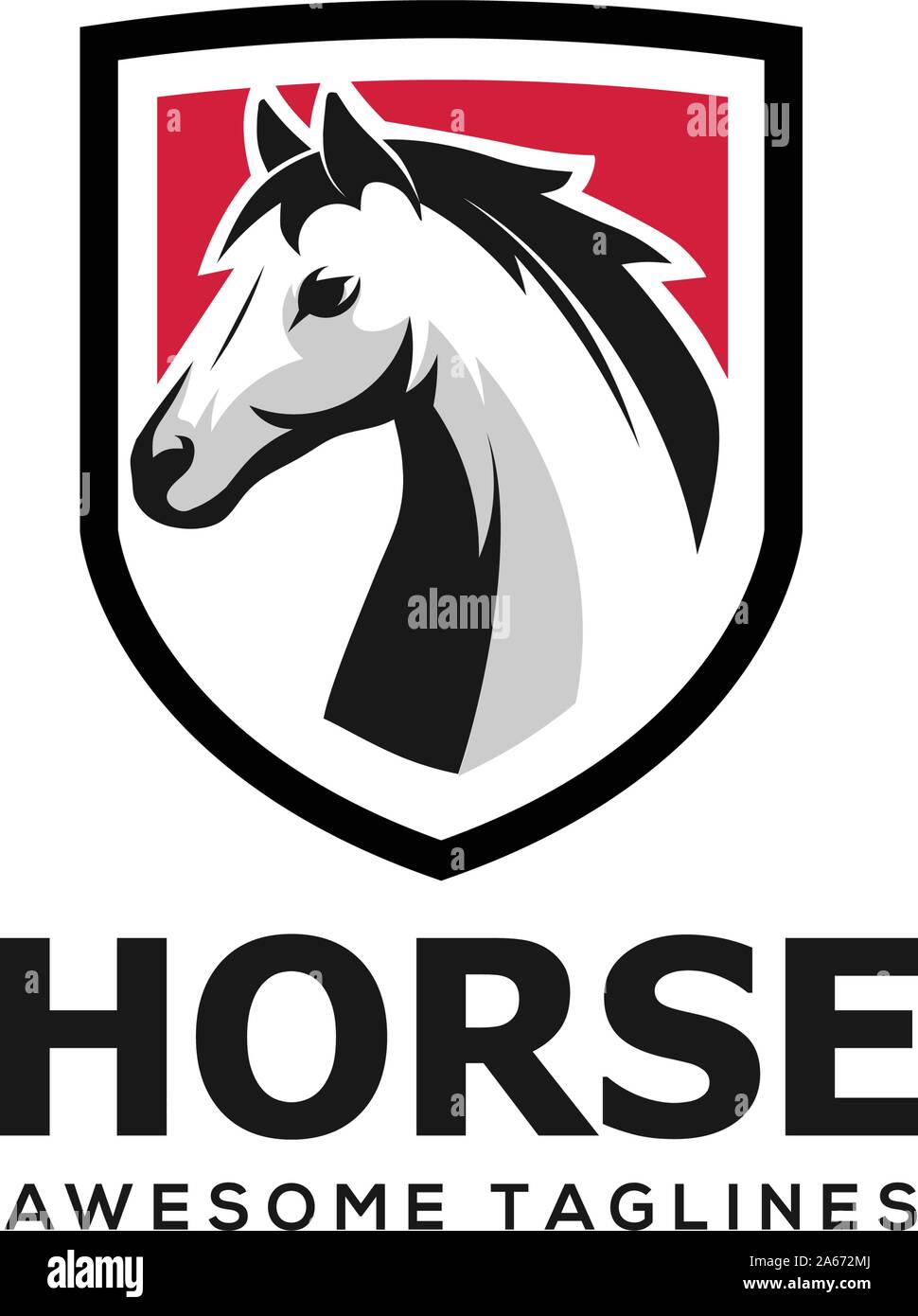 Horse Head with shield Simple Logo Template vector Stock Vector