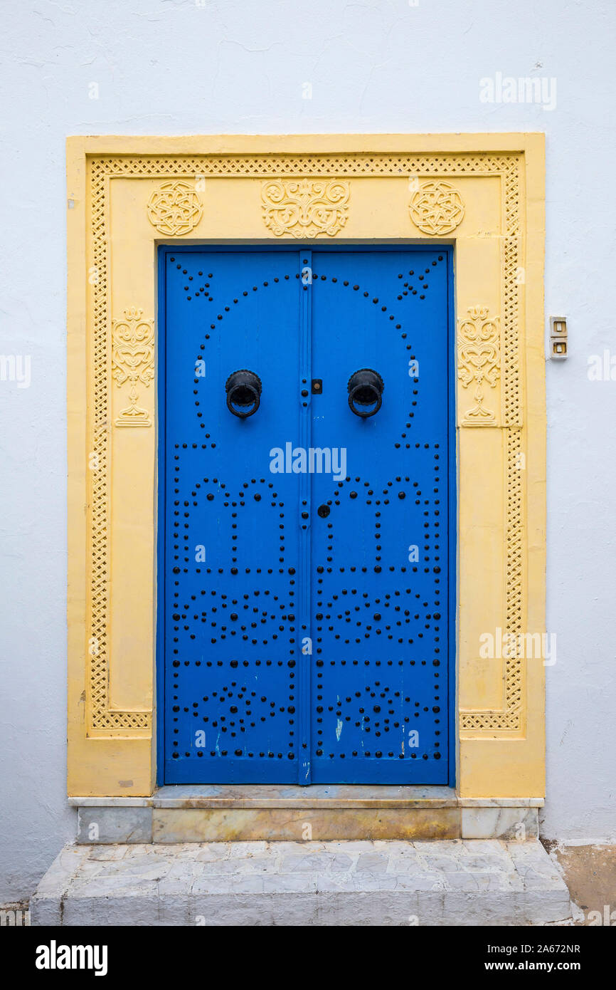Tunisia, Picturesque whitewashed village of Sidi Bou Said Stock Photo