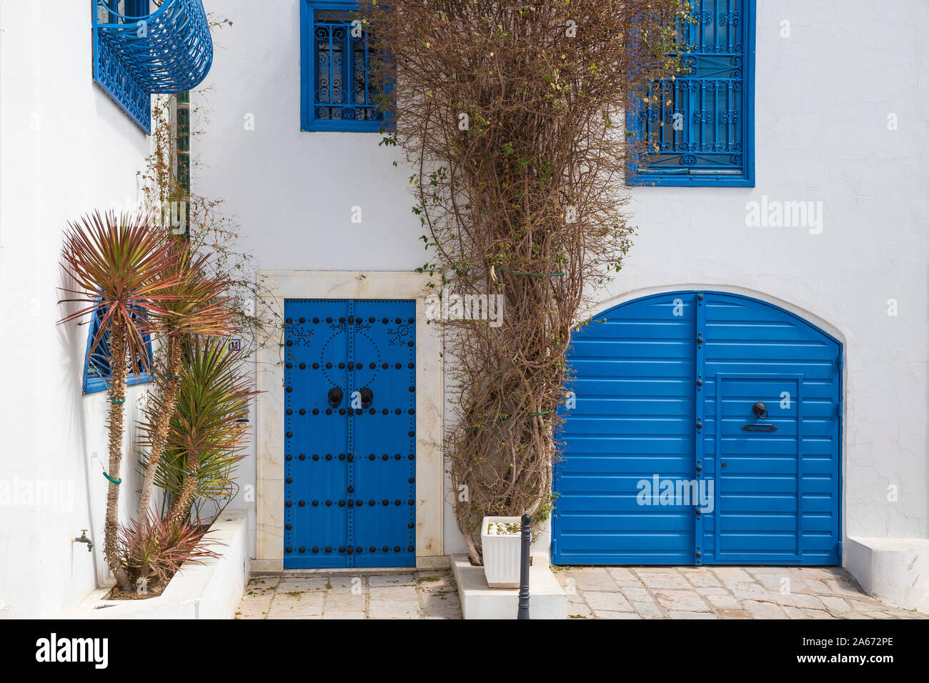 Tunisia, Picturesque whitewashed village of  Sidi Bou Said Stock Photo